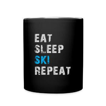 Eat Sleep Ski Repeat - Eat Sleep Ski Again - Full Colour Mug - black - Front