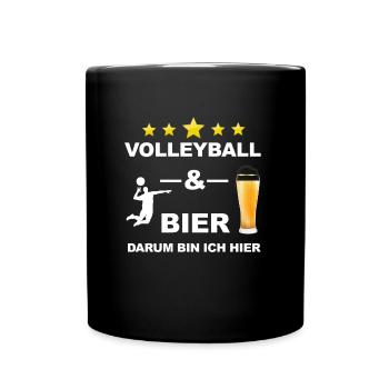 Volleyball beer drinking saying white - Full Colour Mug - black - Front