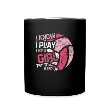 Play Like A Girl Volleyball - Tasse einfarbig - Schwarz - Vorne