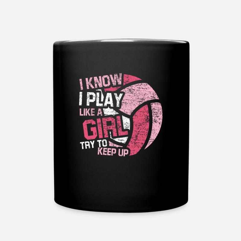 Play Like A Girl Volleyball - Mug uni - noir