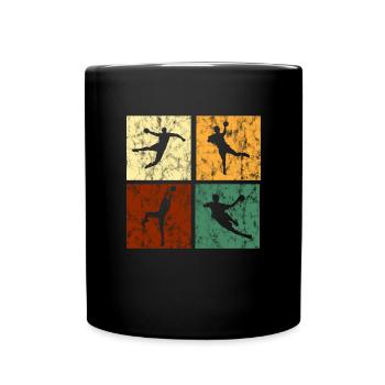 Handball Retro Quadrate für Männer Grunge - Tasse einfarbig - Schwarz - Vorne