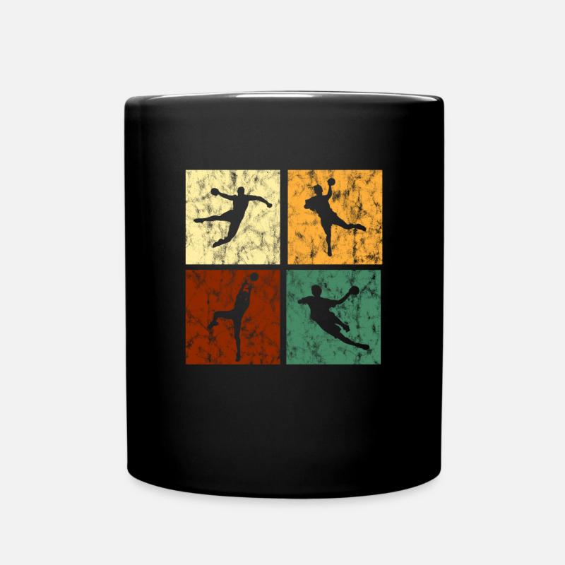 Carrés rétro de handball pour hommes grunge - Mug uni - noir