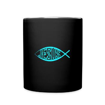 Jesus Fisch - Tasse einfarbig - Schwarz - Vorne