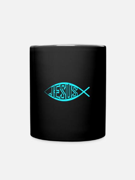 Jesus Fisch - Tasse einfarbig - Schwarz