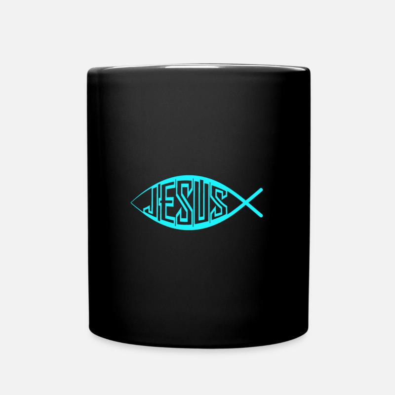Jesus Fisch - Tasse einfarbig - Schwarz