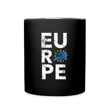 Europe UE Union européenne Carte d'étoiles Grunge - Mug uni - noir - Devant