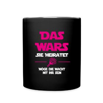 Das wars Sie heiratet - JGA Junggesellinnen - Tasse einfarbig - Schwarz - Vorne