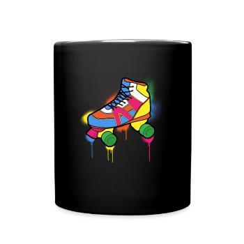 1980s 80s 80s Roller Skates Skating - Full Colour Mug - black - Front
