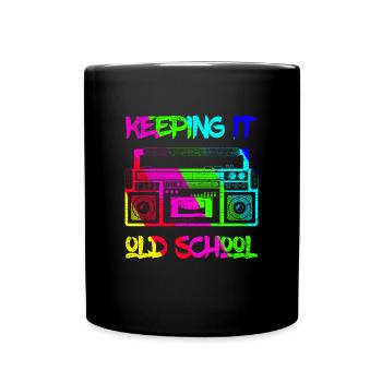 Keeping It Old School's 80's Boombox Music Radio - Full Colour Mug - black - Front