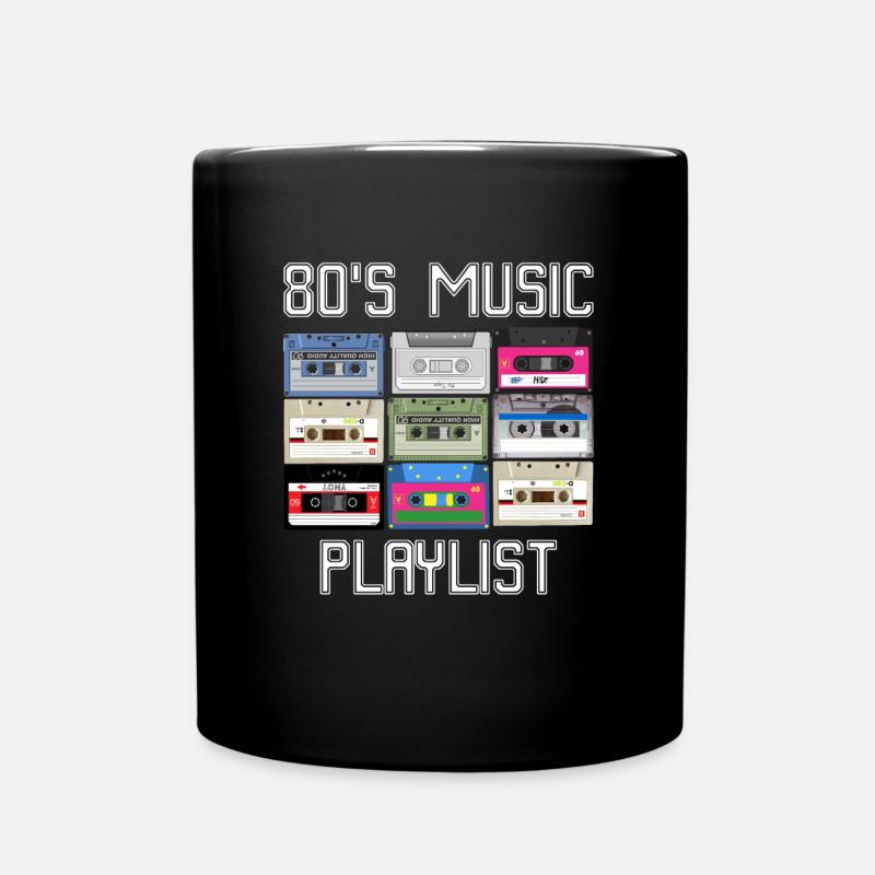 Cassette 80's Music Playlist - Full Colour Mug - black