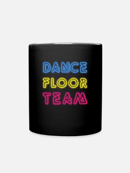 Dance Floor Team 80s Neon Disco Party - Full Colour Mug - black
