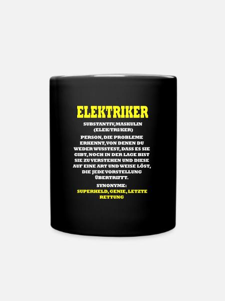 Elektriker - Tasse einfarbig - Schwarz