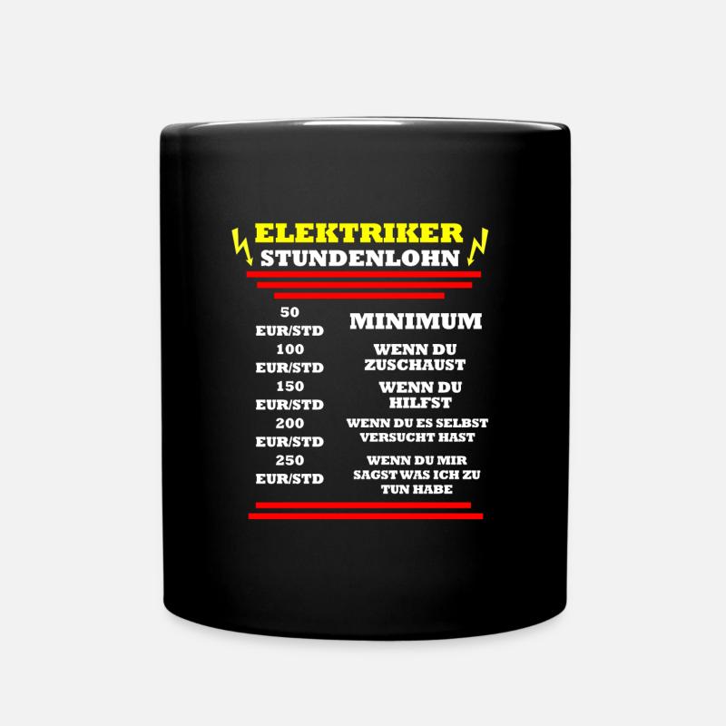 Elektriker - Tasse einfarbig - Schwarz