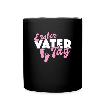 Erster Vatertag Vater Tochter Baby Füße - Tasse einfarbig - Schwarz - Vorne