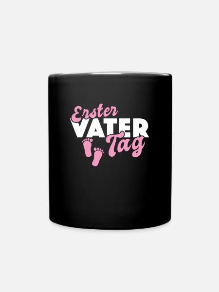 Erster Vatertag Vater Tochter Baby Füße - Tasse einfarbig - Schwarz