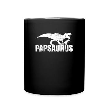 Papasaurus Rex Father Son grunge - Full Colour Mug - black - Front