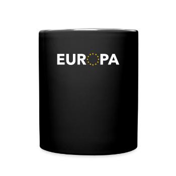 Europa mit Sternen - Tasse einfarbig - Schwarz - Vorne
