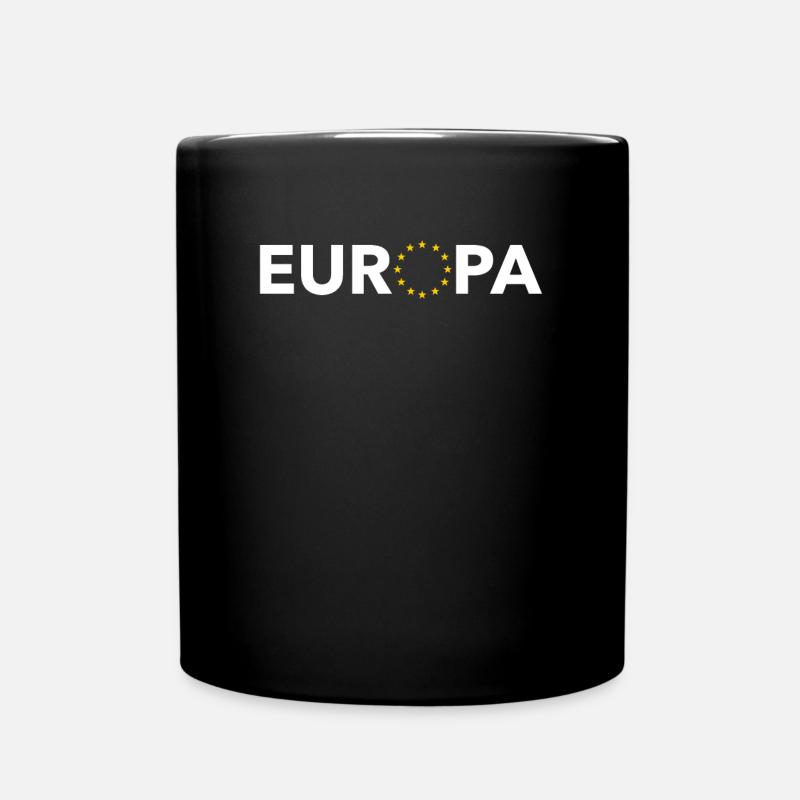 Europa mit Sternen - Tasse einfarbig - Schwarz