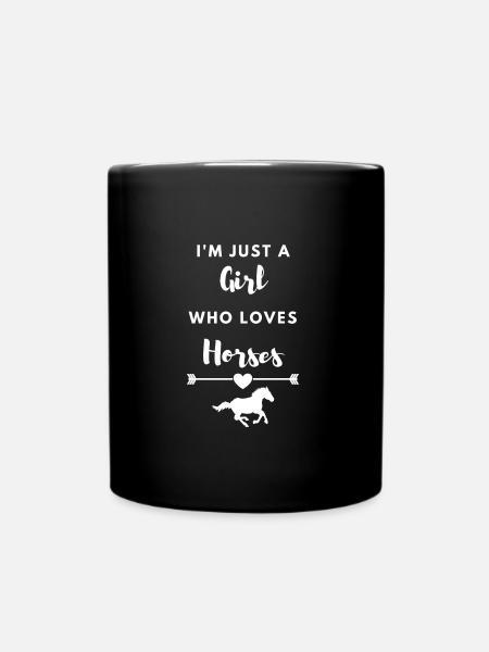 Girl Who Loves Horses Rider Girl Horses - Full Colour Mug - black