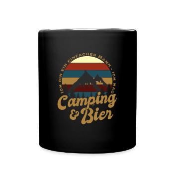 Camping Bier Mann Lustiger Witziger Spruch Männer - Tasse einfarbig - Schwarz - Vorne