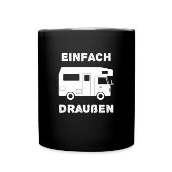 Einfach Draußen Wohnmobil Camping - Tasse einfarbig - Schwarz - Vorne
