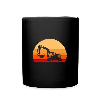 Vintage excavator shovel construction site construction worker - Full Colour Mug - black - Front