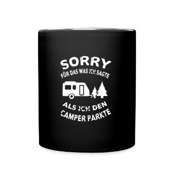 Camper Parken Campen Camping Wald Wohnwagen Baum - Mug uni - noir - Devant