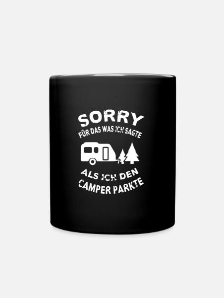 Camper Parken Campen Camping Wald Wohnwagen Baum - Full Colour Mug - black