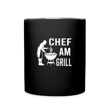 Chef at the barbecue Barbeque barbecue season Griller Chef cook - Full Colour Mug - black - Front