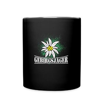 Gebirgsjäger Distel Wappen - Tasse einfarbig - Schwarz - Vorne