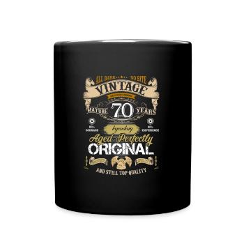 Vintage 70 Jahre - Tasse einfarbig - Schwarz - Vorne