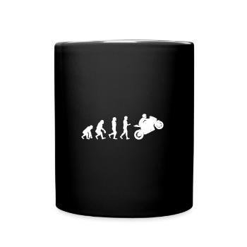 Evolution Motorrad Biker Mopped Motorradfahrer - Tasse einfarbig - Schwarz - Vorne