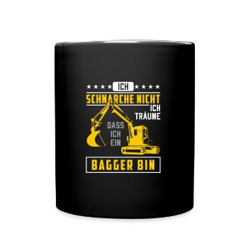 Excavator snoring Excavator driver Sleeping saying - Full Colour Mug - black - Front