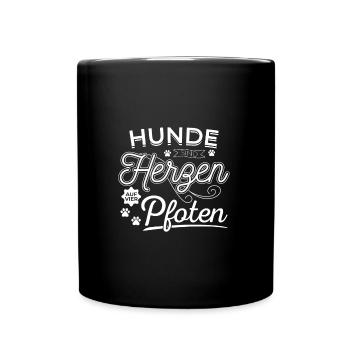Hunde sind Herzen auf Vier Pfoten Hund Spruch - Tasse einfarbig - Schwarz - Vorne