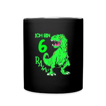 Lustiges Kinder Dino Geburtstags Design - Tasse einfarbig - Schwarz - Vorne