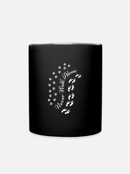 Jamais marcher seul amour de chien Les propriétaires de chien Animal Love - Mug uni - noir
