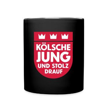 KÖLSCHE JUNG UND STOLZ DRAUF | Stolzer Kölner - Tasse einfarbig - Schwarz - Vorne