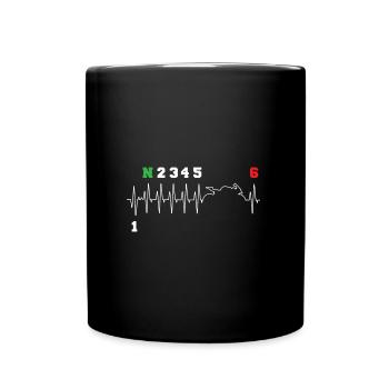 Motorrad Herzschlag Gangschaltung Schaltung Bike - Tasse einfarbig - Schwarz - Vorne