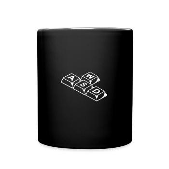 WASD Tastatur Gamer Gaming Zocker Steuerung PC - Tasse einfarbig - Schwarz - Vorne