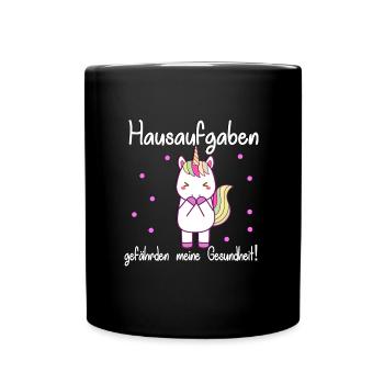 Hausaufgaben gefährden meine Gesundheit - Tasse einfarbig - Schwarz - Vorne