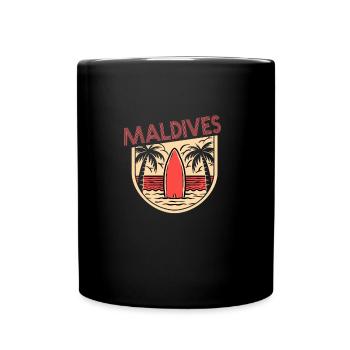 Malediven Retro Vintage Schriftzug - Tasse einfarbig - Schwarz - Vorne