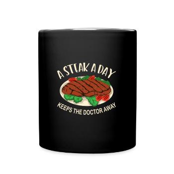 A Steak A Day Keeps The Doctor Away - Full Colour Mug - black - Front