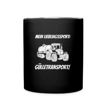 Mein Lieblingssport: Gülletransport! Landwirt - Tasse einfarbig - Schwarz - Vorne