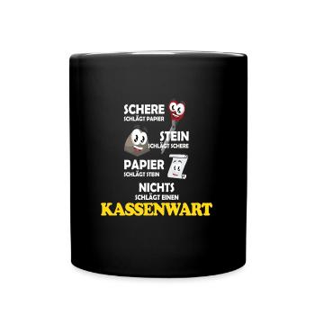 Schere Stein Kassenwart lustiger Spruch - Tasse einfarbig - Schwarz - Vorne