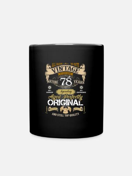 78 years vintage retro birthday saying design - Full Colour Mug - black