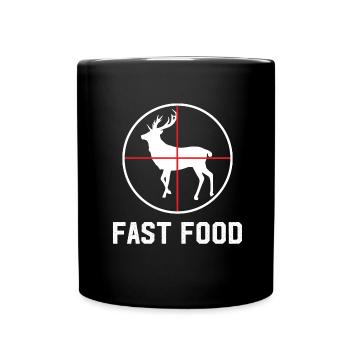 Fast Food Hirsch Jagd T-Shirt Lustiges Geschenk - Tasse einfarbig - Schwarz - Vorne