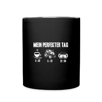 Landwirt Mein Perfekter Tag Kaffee Traktor Bier - Tasse einfarbig - Schwarz - Vorne