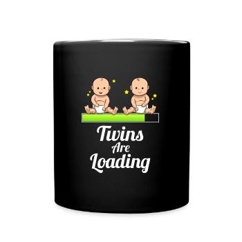 Twins are loading Zwillinge Schwangerschaft - Tasse einfarbig - Schwarz - Vorne