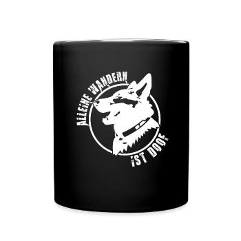 Wandern mit Hund - Tasse einfarbig - Schwarz - Vorne
