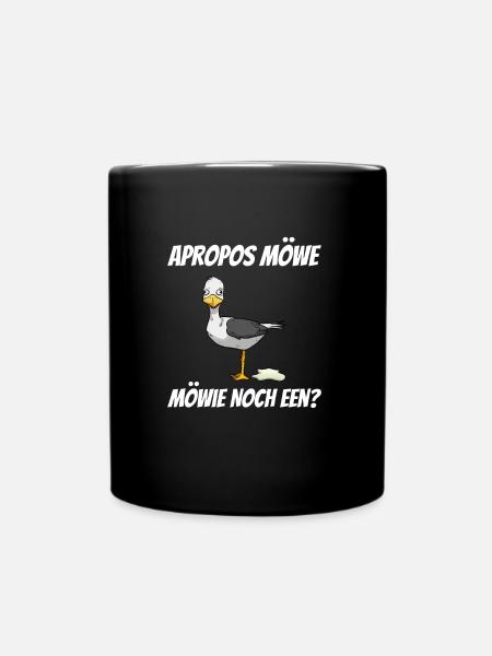 Apropos Möwe Möwie noch een? Plattdeutsch - Tasse einfarbig - Schwarz